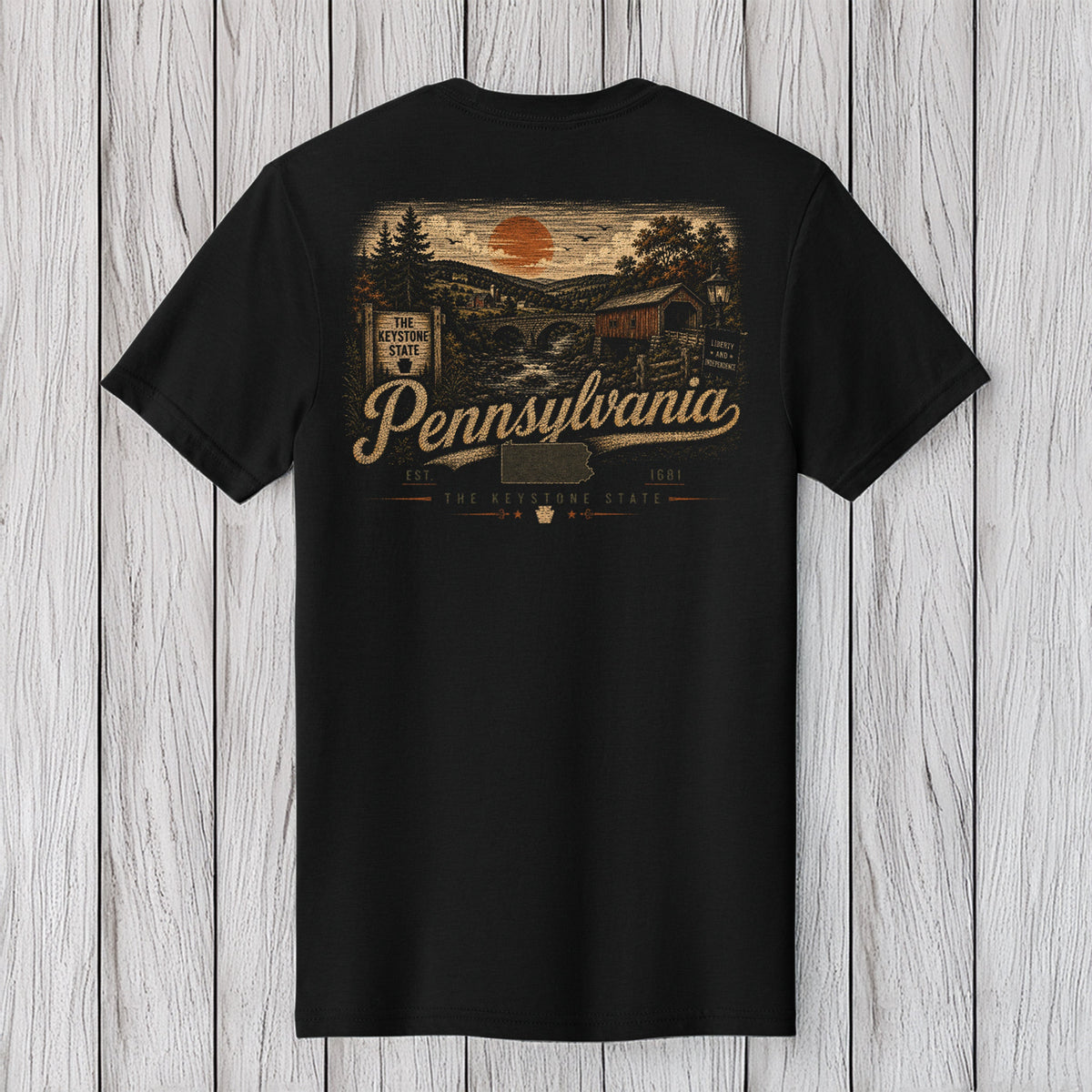 Pennsylvania Keystone State Covered Bridge T-Shirt