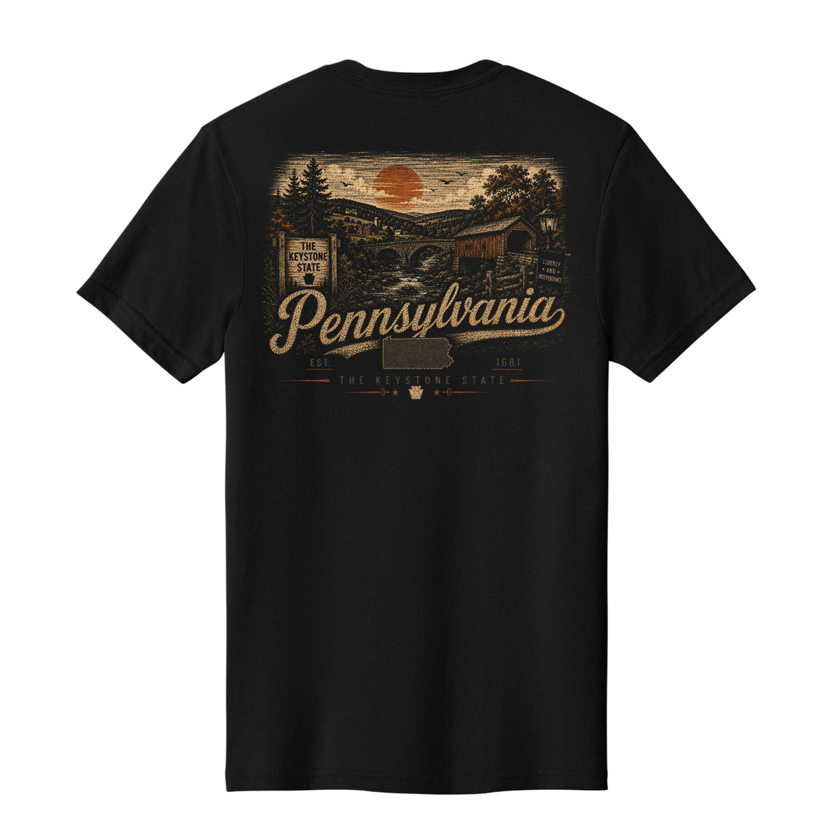 Pennsylvania Keystone State Covered Bridge T-Shirt