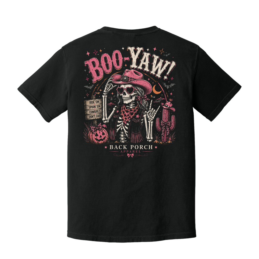 Boo-Yaw Western Cowgirl Halloween T-Shirt – Black