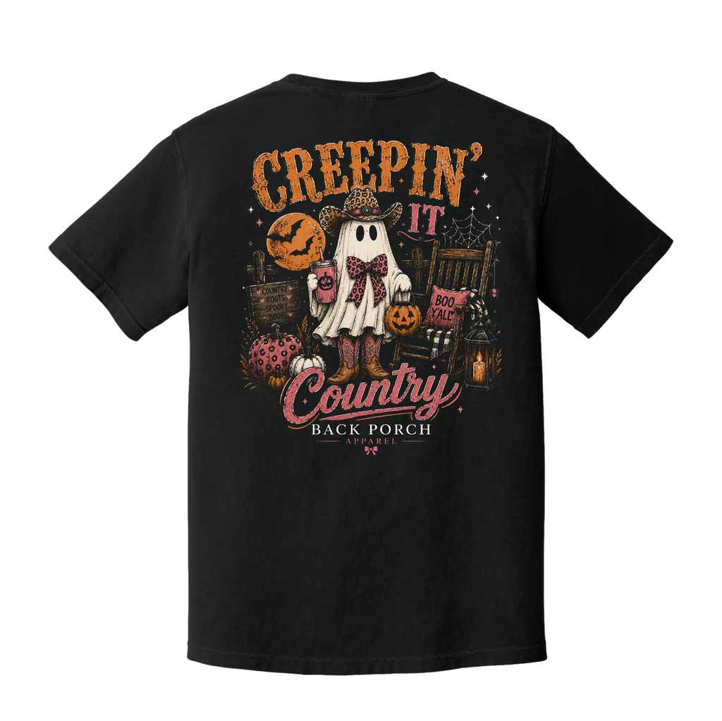 Creepin’ It Country Ghost Halloween T-Shirt – Black