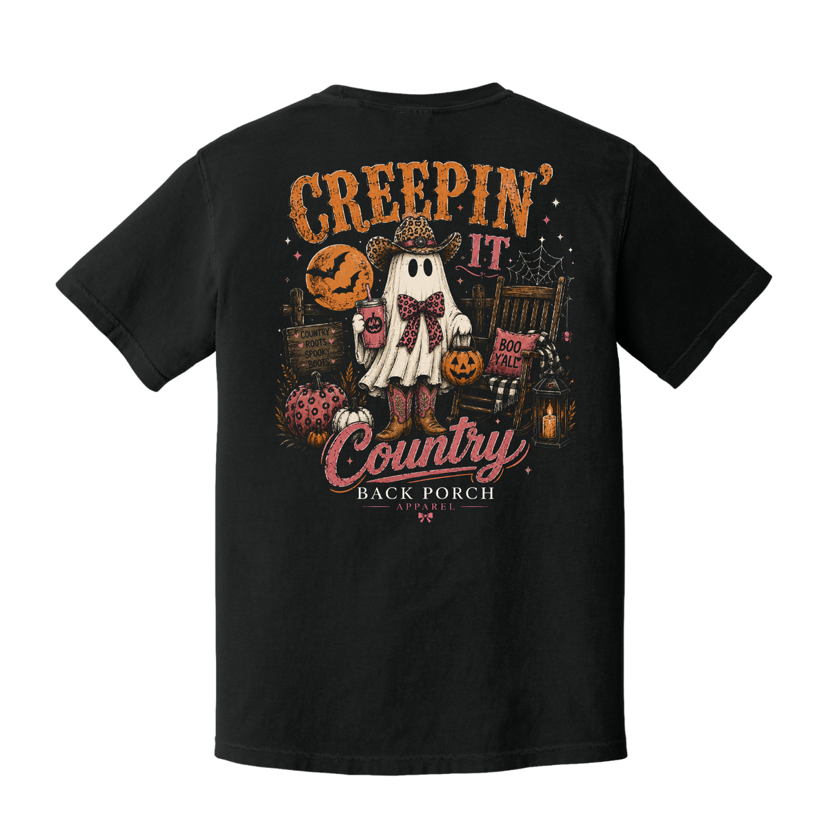Creepin’ It Country Ghost Halloween T-Shirt – Black