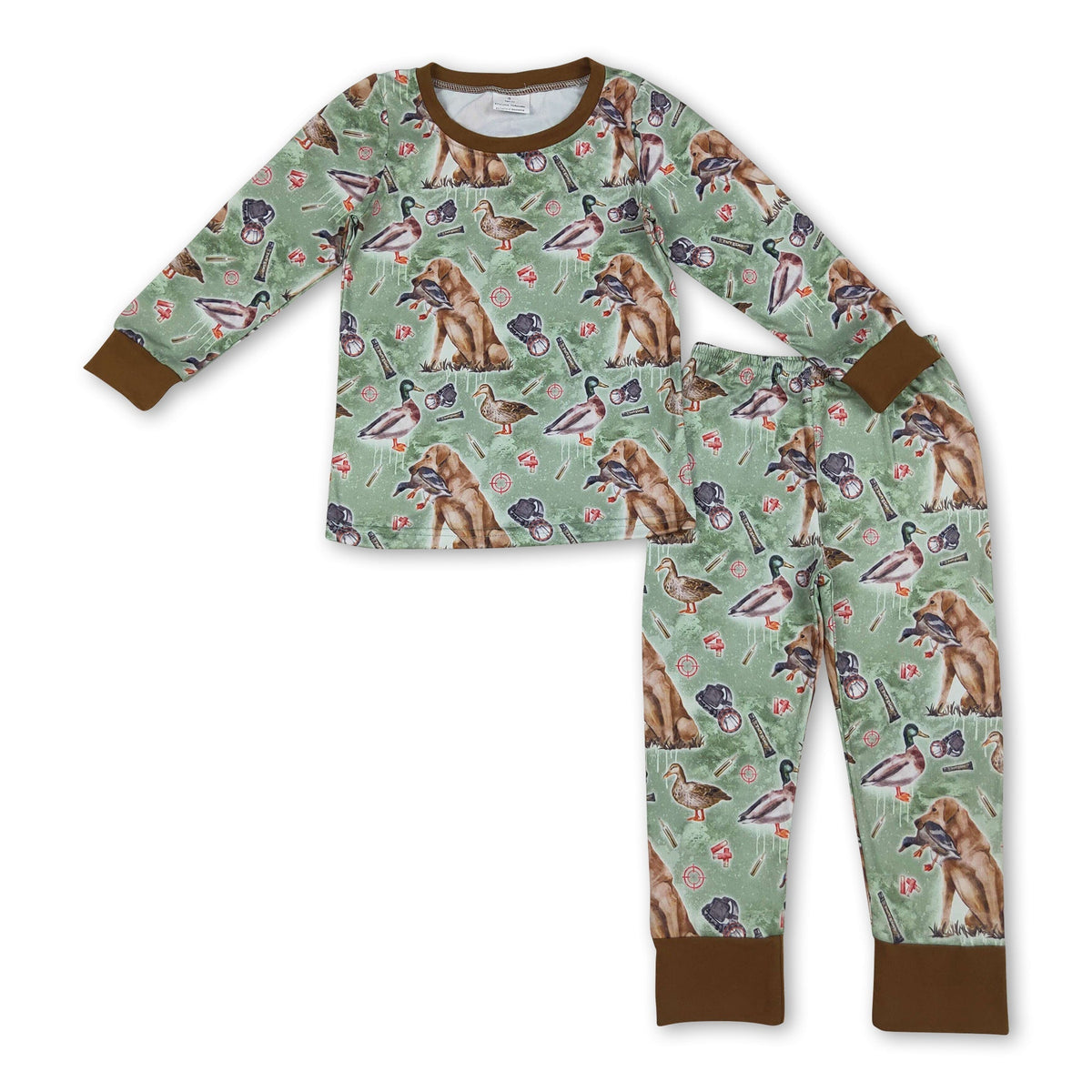 Long sleeves duck dog kids boys hunting pajamas