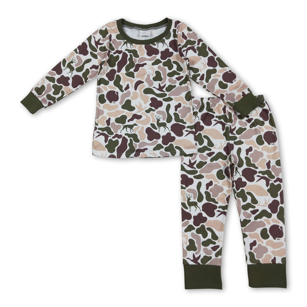 Long sleeves camo duck deer dog hunting boy pajamas