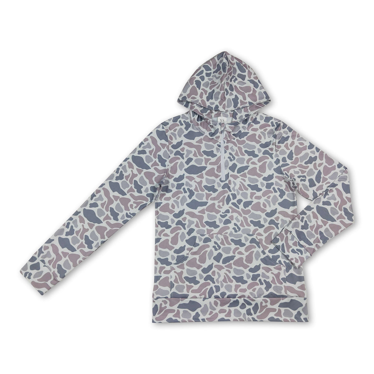 Long sleeves grey camo men pocket zipper hoodie