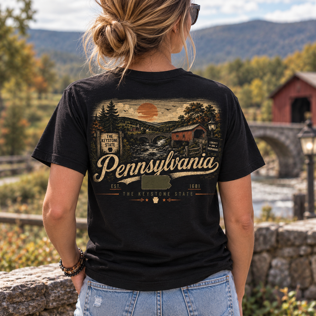 Pennsylvania Keystone State Covered Bridge T-Shirt