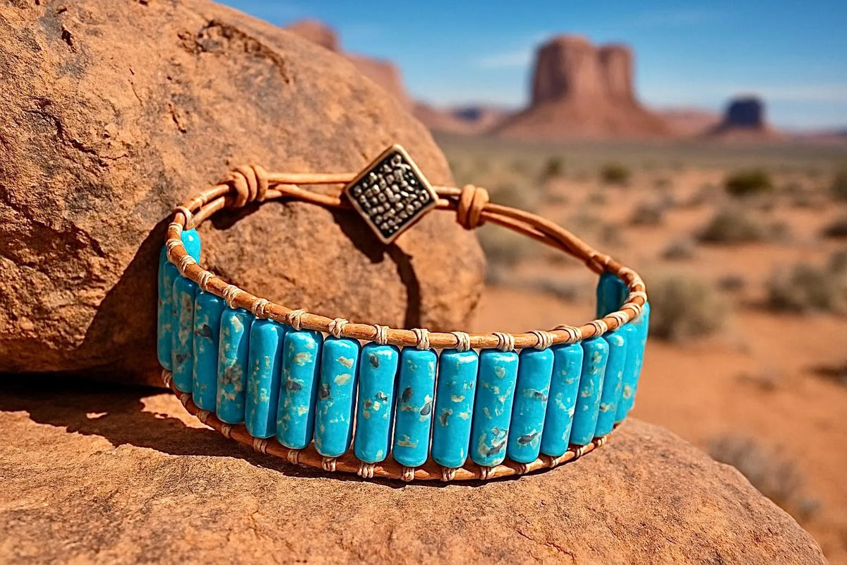 Natural Stone Bracelet 1 Wrap Boho Bohemian Yoga Leather Friendship High Quality SouthWest Jewelry for Women Single Girls Jewelry