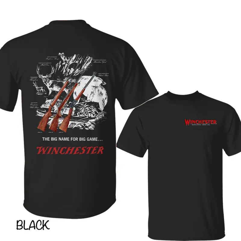 Winchester Big Game Graphic T-Shirt – Vintage Wildlife Sketch Outdoor Tee for Men