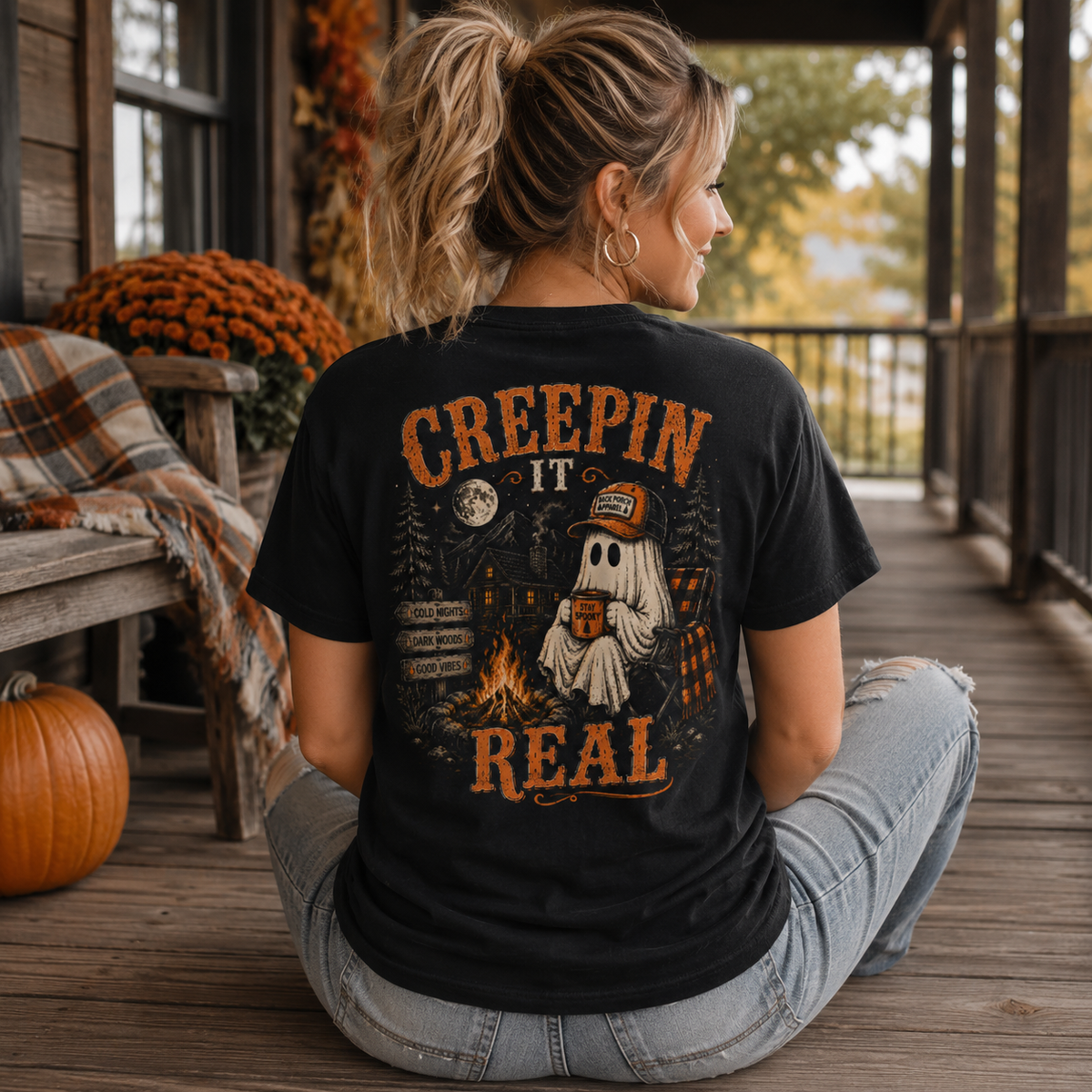 Creepin’ It Real Halloween Comfort Colors T-Shirt – Black