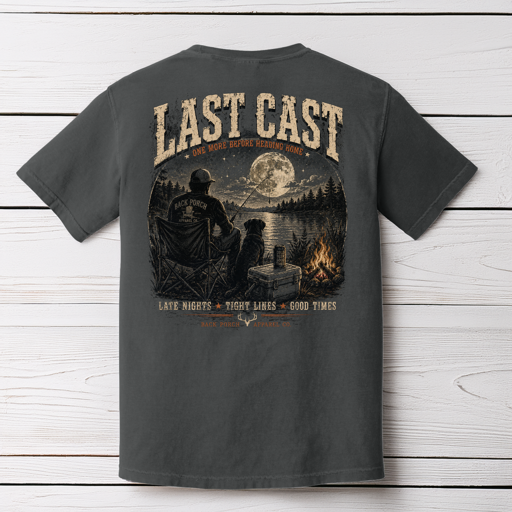 Last Cast Comfort Colors Fishing Graphic Tee